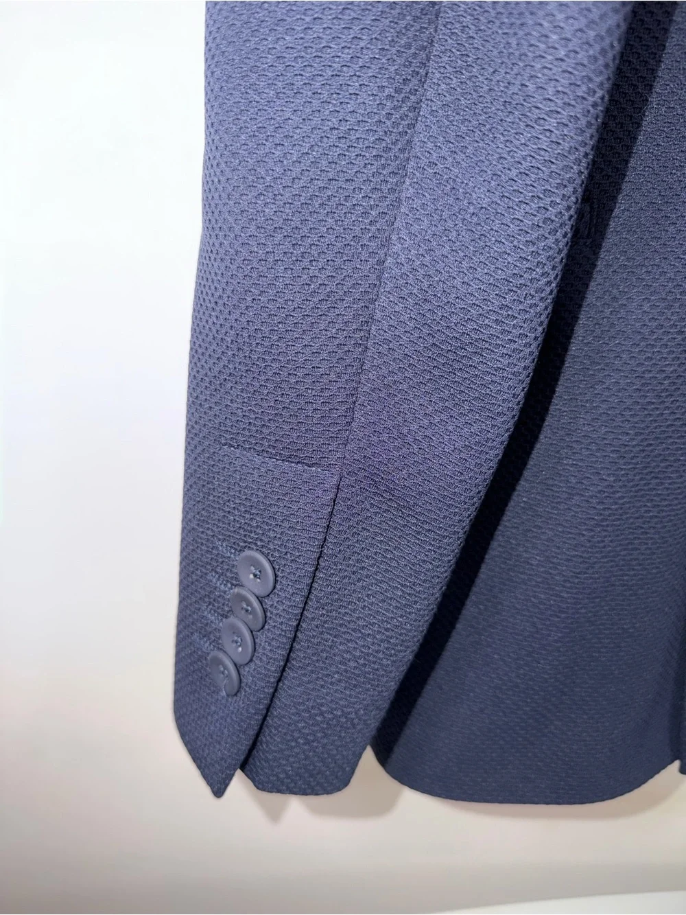 Abboud Navy Textured Men's Blazer - Classic Two-Button